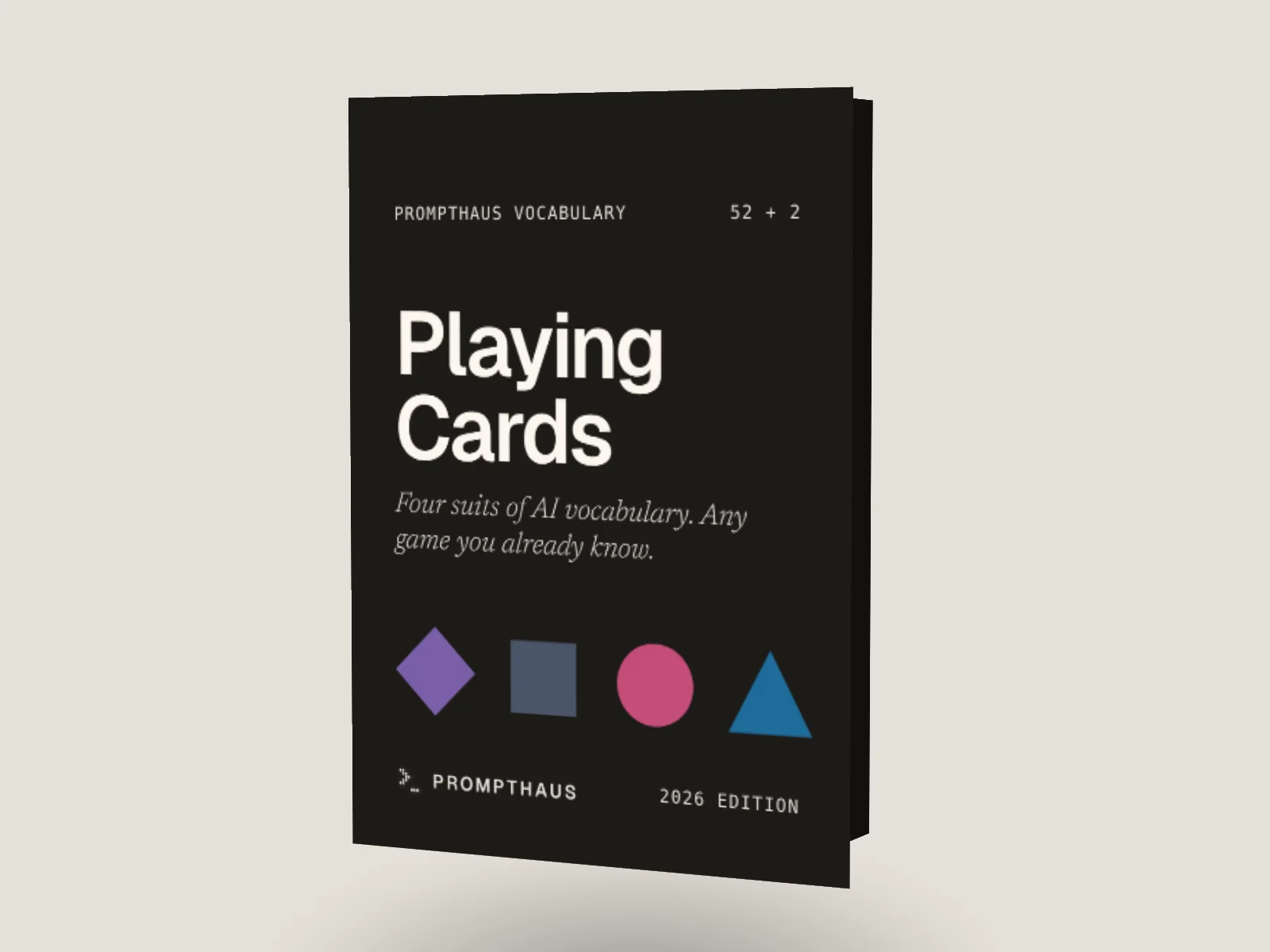 The PromptHaus Vocabulary Playing Cards tuck box.